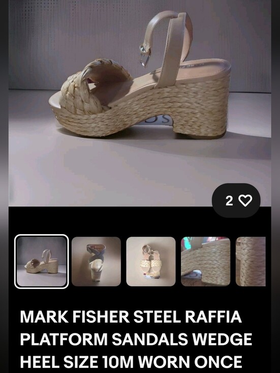 Marc Fisher Shoes - Marc Fisher Raffia Platform Wedge Sandals in Natural Cream Worn Once Size 10M